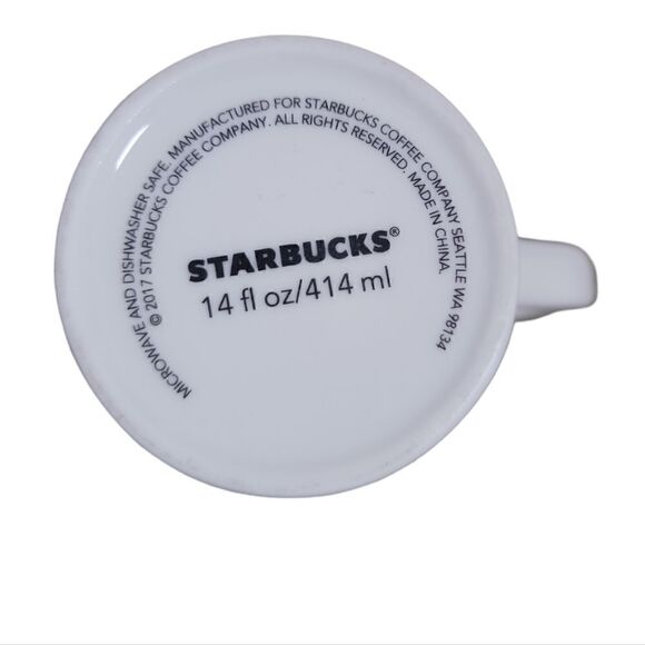 Starbucks Ceramic Travel Mug Handle Lid 14 oz Christmas Trees WINTER - Picture 4 of 4